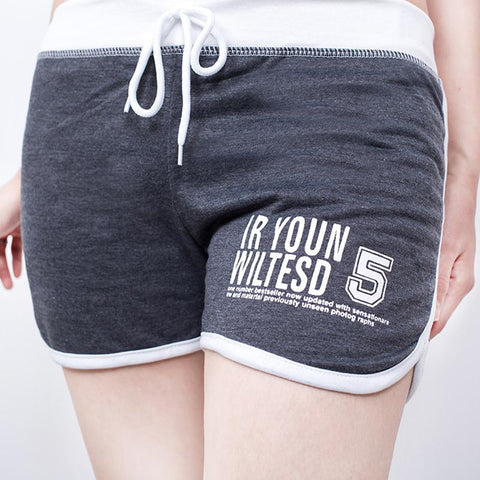 Image of Casual Letters Short Pants Sportswear Black Cotton