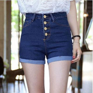 Elastic High Waist Denim Shorts