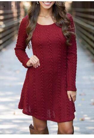 Image of Causal Plus Size S-5XL Short Sweater Dress