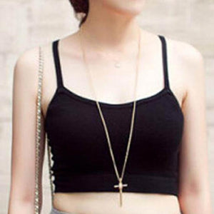 Bare-Midriff Crop Top O-Neck Sleeveless Short