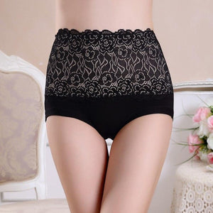 Bamboo Fiber Underwear Knickers Female High Waist Lace Solid Color Lingerie Panties