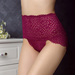 Plus size lace hollow out high waist panties