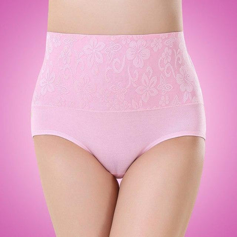 Image of High Rise Women Rose Print Underwear Bamboo Fiber Panties