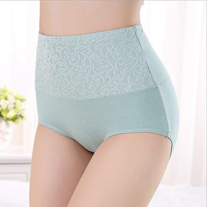 Plus Size Intimates Female Cotton Jacquard Knickers High Waist Panties