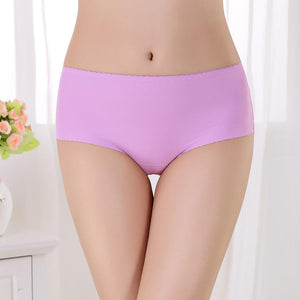 Top selling girls mid waist ice silk comfortable seamless panties