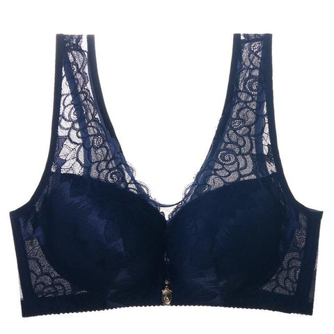 Image of Vest Bra No Wire Lace Brassiere Thin Full Coverage Push Up Adjustable Bra