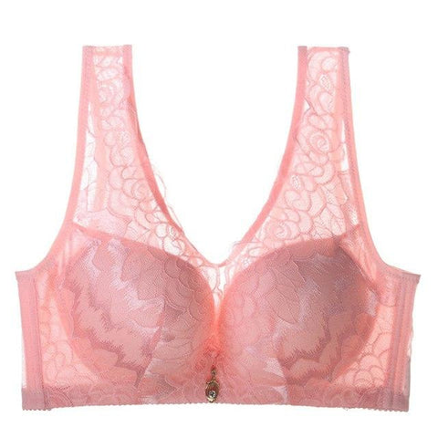 Image of Vest Bra No Wire Lace Brassiere Thin Full Coverage Push Up Adjustable Bra