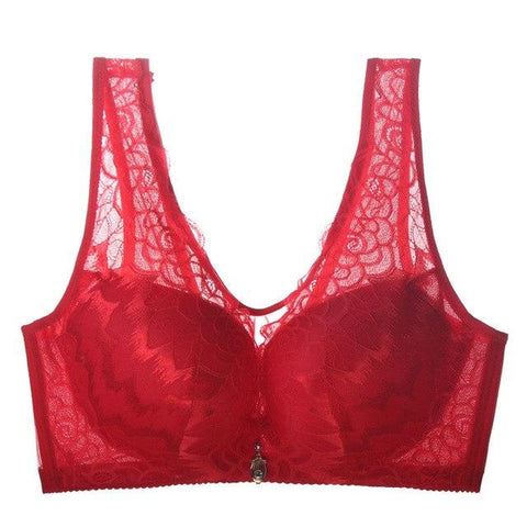 Image of Vest Bra No Wire Lace Brassiere Thin Full Coverage Push Up Adjustable Bra