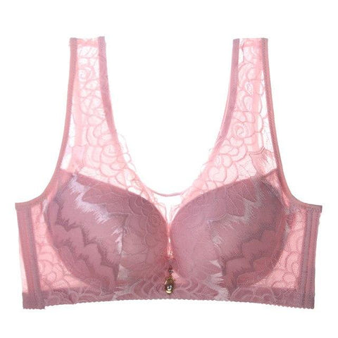 Image of Vest Bra No Wire Lace Brassiere Thin Full Coverage Push Up Adjustable Bra