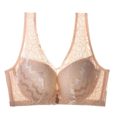 Image of Vest Bra No Wire Lace Brassiere Thin Full Coverage Push Up Adjustable Bra