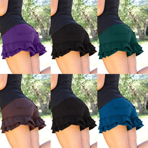 Ruffles Casual Stretch Waist Mini Shorts