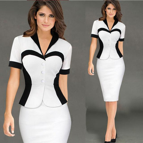 Image of New Women Formal Dresses For Work Faux Two Pieces