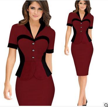 Image of New Women Formal Dresses For Work Faux Two Pieces