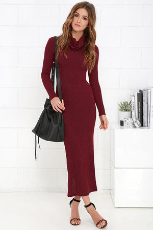 Winter Long Split Knitted Maxi Dress