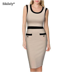 Sikilely Simple Round Neck Sleeveless Summer Dress